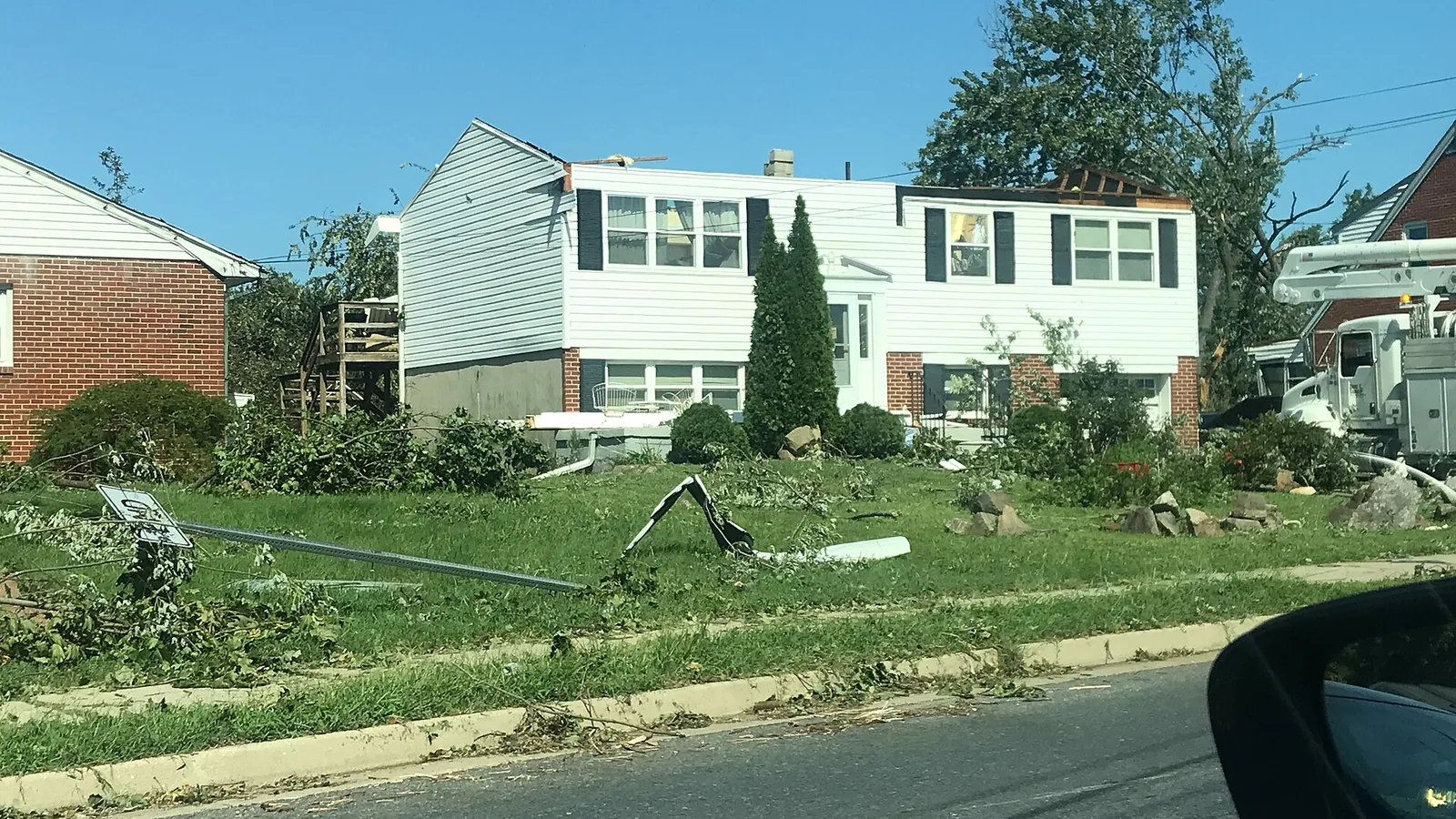Commercial building and roof damage after a tornado